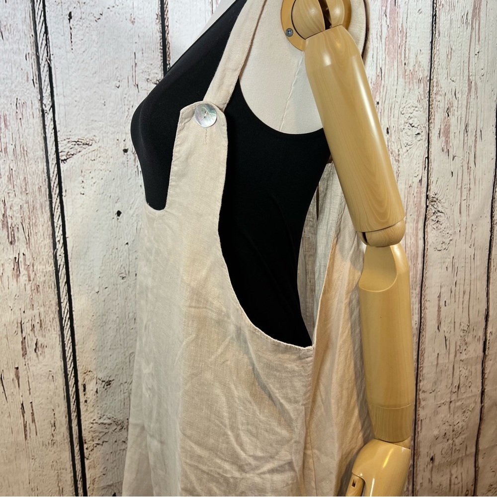 Le Pantalon Pur Lin Un Bouton Coupe : Jambe Large, Taille Haute B  17455 219881